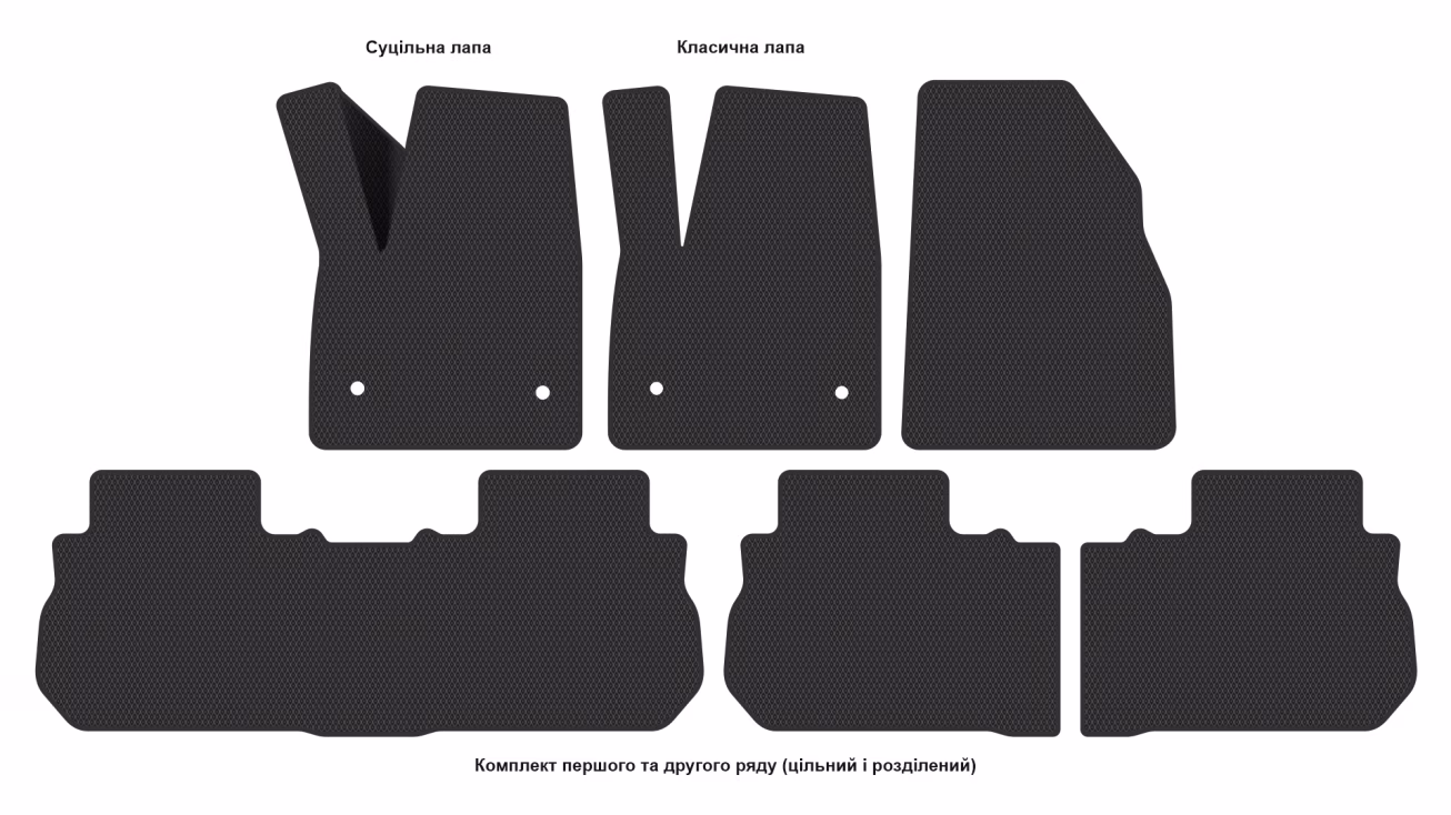 Interior mats for the GMC Acadia 2016-2023 II generation US Crossover 6-seater - Фото 2