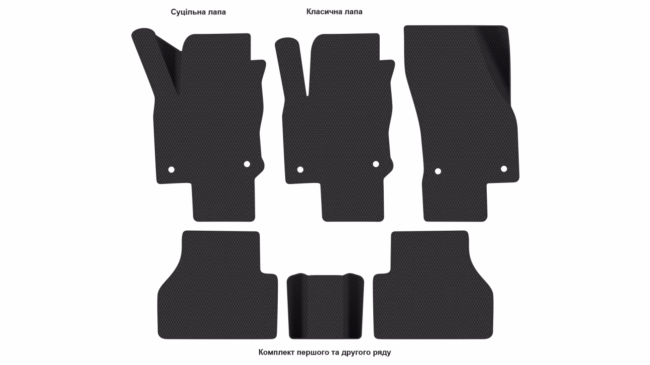 Interior mats for the Volkswagen Caddy (SB) 2020-… IV generation EU Minivan 4-door 7-seater Long - Фото 2